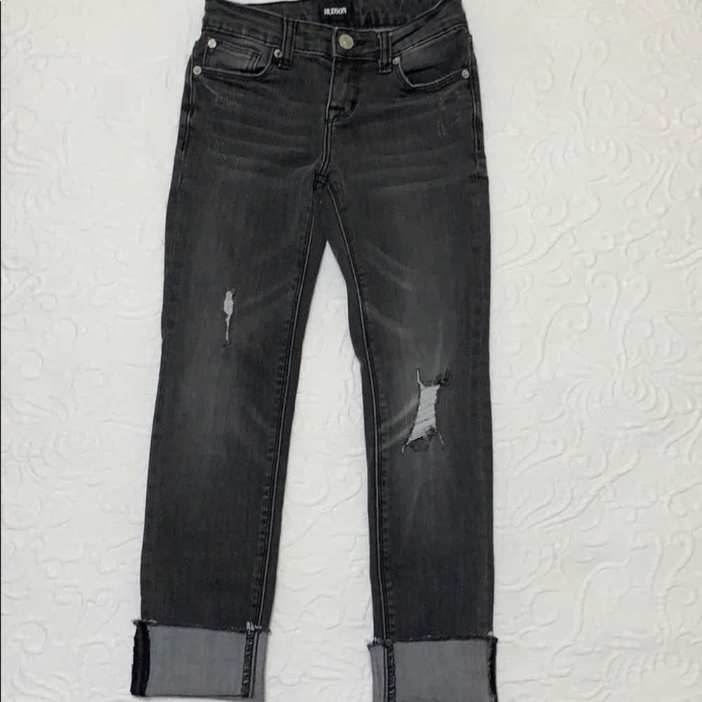 Hudson Kids Kaia Cuffed Black Skinny Jeans Girls 8